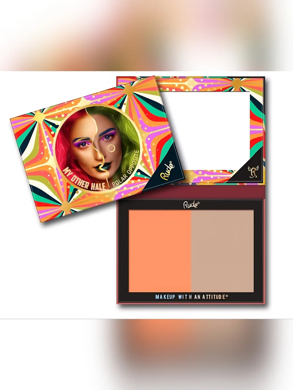 Rude Cosmetics My Other Half Polar Opposite Face Palette Contour Blush Duo NIB